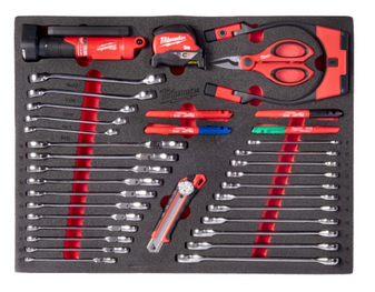 Milwaukee Ringmaulschlüssel-, Licht-, Schneid- und 36-teilige Einlage für Werkstattwagen