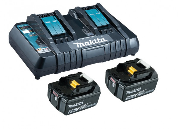 Makita Power Source-Kit 18V 2x Akku 5 Ah + Doppelschnellladegerät