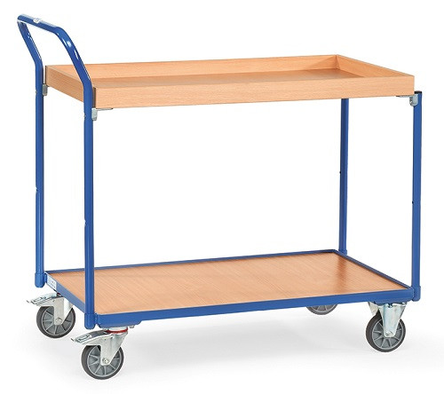 Fetra Leichter Tischwagen mit 1 Boden und 1 Kasten aus Holz, mit Griff und Ladefläche 850 x 500 mm
